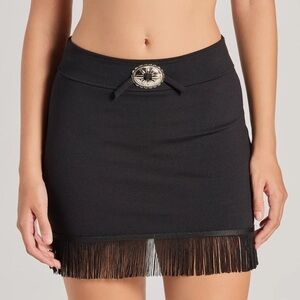 Black Cowgirl Lonestar Fringe Mini Skirt Perfect for Stagecoach Country Festival
